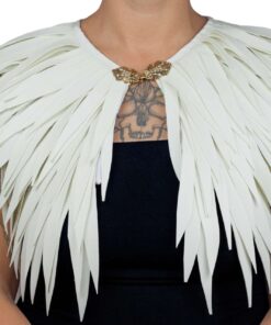 PARADISEA long feather shrug with frog fastening